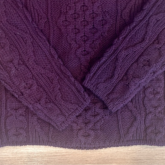 Aran Crafts Merino Wool Fisherman Turtleneck Sweater Size M Chunky Cable Knit - Picture 2 of 6